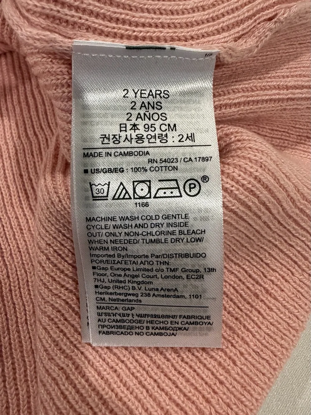 GAP Girls Pink Ribbed Knit Dress with Ruffle Neck